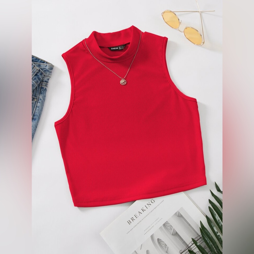 SHEIN EZwear Mock Neck Solid Tank Top 4X